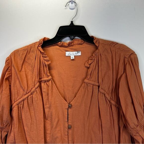 Love, Whit by Whitney Port button front Peasant top orange - L - Picture 4 of 12
